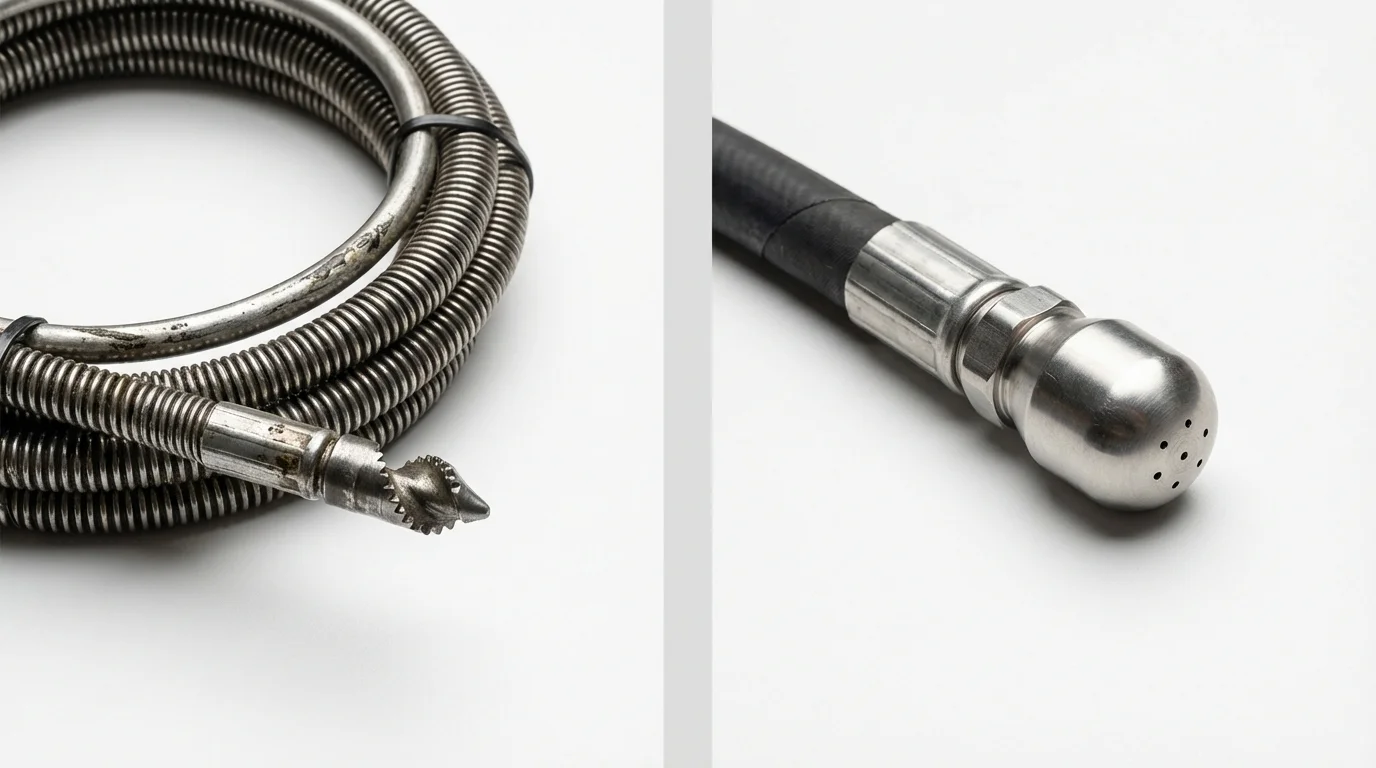 Drain snake cable and hydro jetting nozzle used for drain cleaning in Forsyth, MT