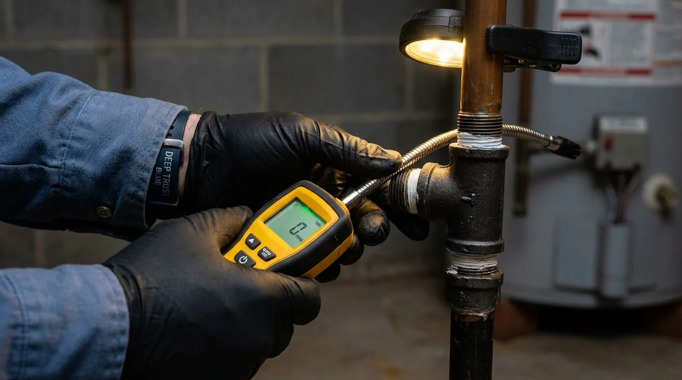 Gas leak detection with electronic sniffer by Johns Plumbing LLC in Forsyth