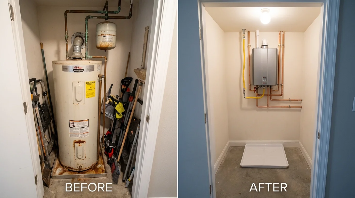 Tank water heater versus wall-mounted tankless unit comparison for Forsyth, MT homeowners